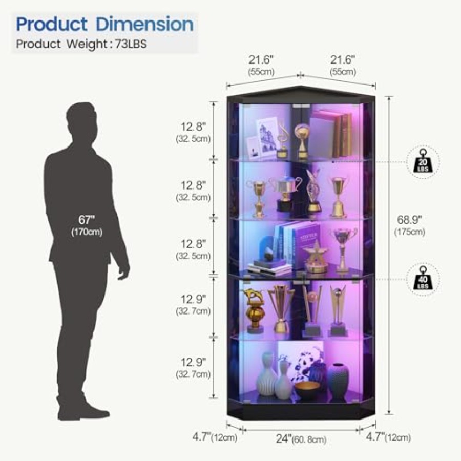 Eckvitrine mit RGB-Beleuchtung – Display Case Acrylic Bewertung und Preis